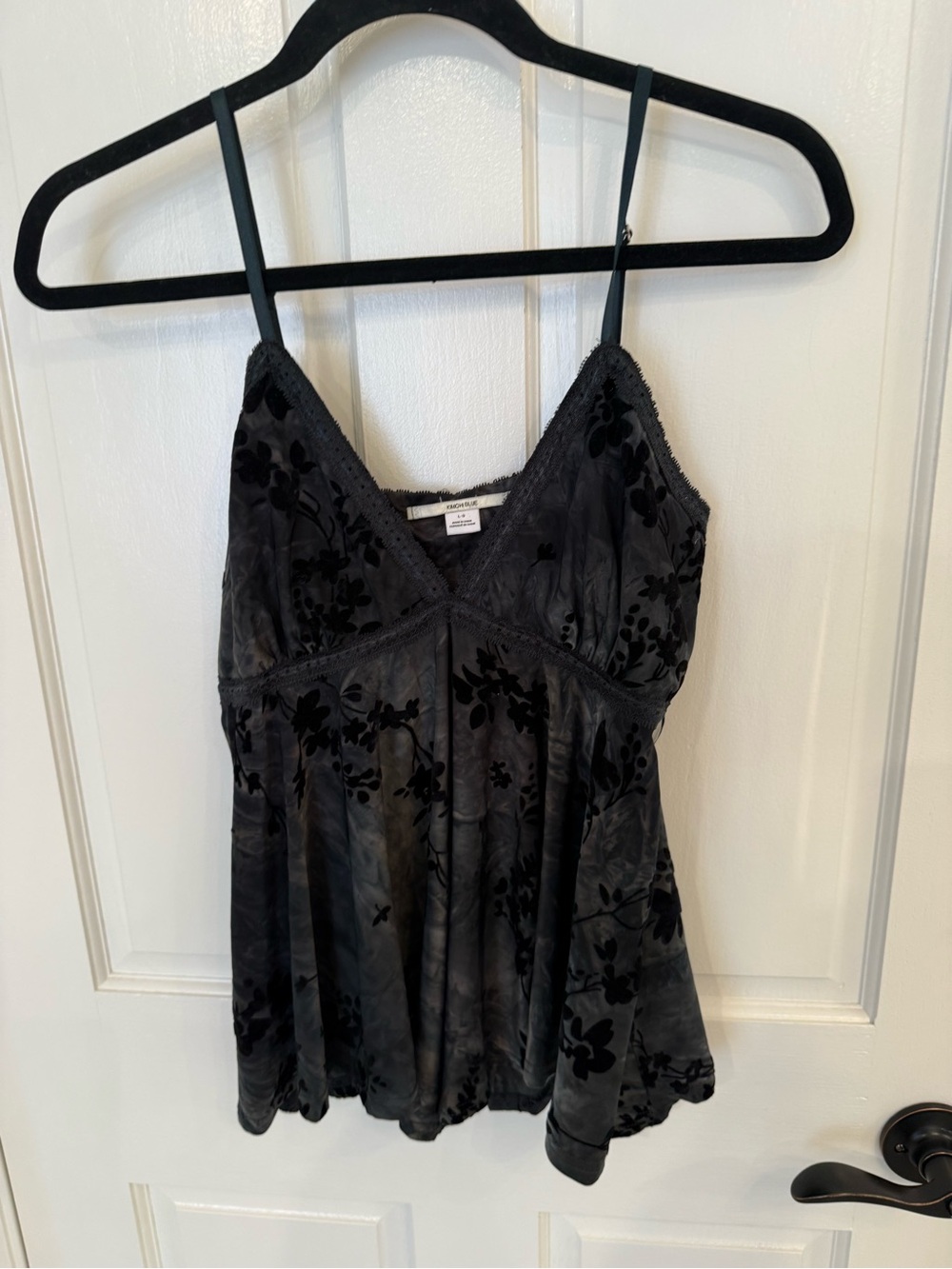 Black Floral Velvet Burnout Cami Top
